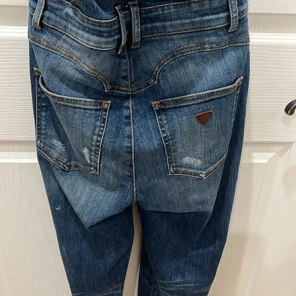 Guess Jeans Jumpsuit Halter Neck Low Back Cargo Faded Navy gently used - Picture 7 of 9